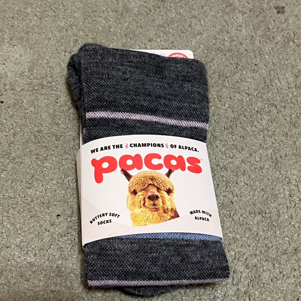 Pacas Compression Socks. small/medium.  Grey with multi color stripes.